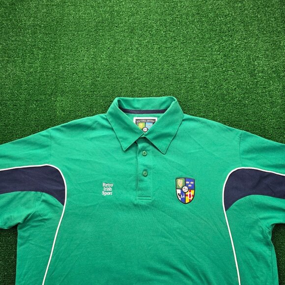Retro Irish Rugby Polo Shirt Mens 2XL Green Short Sleeve British Irish‎ Lion - Picture 2 of 12
